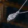 Brass Pave Clear Cubic Zirconia Leaf Pendant Necklaces for Women WGFE2F1-02-1