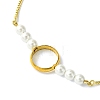 Round Shell Pearl & Brass Ring Box Chain Slider Bracelets for Women BJEW-JB10746-3