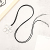 Flower Hollow Flower Bohemian Style Alloy Pendant Black Faux Suede Cord Lariat Necklaces for Women FS-WG7C28D-01-4