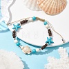 Starfish & Tortoise Synthetic Turquoise Braided Bead Bracelet BJEW-JB09967-01-2