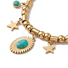 Synthetic Turquoise Charm Bracelet with Round Snake Chains BJEW-P284-03A-G-2