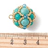 Synthetic Turquoise and Glass Seed Beaded Cluster Pendants PALLOY-MZ01334-01-2