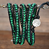 Adjustable Alloy Tree of Life Synthetic Malachite Round Beaded Wrap Bracelets for Women WGFA9D3-01-5