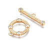 Brass Micro Pave Clear Cubic Zirconia Toggle Clasps KK-Q278-015-NF-4