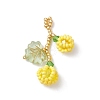 Glass Seed Beaded Berries & Leaf Pendants PALLOY-MZ01114-05-1