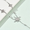 304 Stainless Steel Micro Pave Clear Star Pendant Long Tassel Y Necklaces for Women NJEW-C119-02P-2