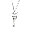 Alloy Crown with Heart Carved Word Knitting Queen Pendant Necklace NJEW-JN04696-2