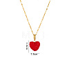 Druzy Glass Heart Pendant 304 Stainless Steel Dapped Chain Necklaces for Women WGB914E-01-1