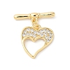 Brass Micro Pave Clear Cubic Zirconia Toggle Clasps KK-P234-61G-4