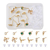 Fashewelry 12Pcs 6 Style Brass Micro Pave Cubic Zirconia Stud Earring Findings KK-FW0001-10-1