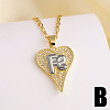 Brass Micro Pave Clear Cubic Zirconia Two Tone Heart Pendant Necklaces WGF7FF4-02-1
