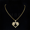 Hip-hop Style 201 Stainless Steel Laser Cut Double Horse Heart Pendant Necklaces FS-WGDE3BC-02-2