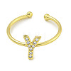 Rack Plating Brass Open Cuff Rings for Women RJEW-F162-02G-Y-2