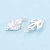 Brass Pave Clear Cubic Zirconia Leaf Links Connector Charms KK-D024-08S-2