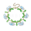 Flower Glass & Acrylic Charm Bracelets BJEW-JB10443-01-1