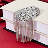 2Pcs Felt & Rhinestone & Iron Tassel Epaulettes AJEW-FH0009-07A-4