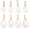 10Pcs 2 Styles Natural Cultured Freshwater Pearl Rice Pendants PALLOY-BBC00006-1