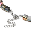 Glass Cube Beaded Necklace with 304 Stainless Steel Clasps NJEW-JN04400-5