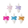 Round Shell Pearl Beaded Pendants PALLOY-JF05982-1