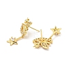 Cubic Zirconia Hobbyhorse with Star Dangle Stud Earrings EJEW-G297-02G-2