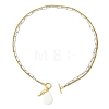 Summer Natural White Shell Teardrop and Sea Horse Pendant 304 Stainless Steel 2-Strand Chain Necklaces with OT Clasps for Men Women NJEW-JN06253-3