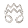 Non-Tarnish Double Layer Wave 304 Stainless Steel Open Cuff Rings for Women RJEW-N048-08P-3