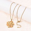 304 Stainless Steel Textured Flower Pendant Necklaces for Women NJEW-C117-01C-G-3