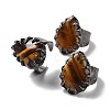 Teardrop Natural Tiger Eye Open Cuff Rings RJEW-G305-02R-02-1