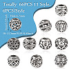 66pcs 11 style Tibetan Style Alloy European Beads FIND-TA0001-98-12