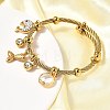 304 Stainless Steel Charm Bangles for Women BJEW-Z141-03G-3