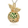 Golden Tone Brass Hollow Round Cage Pendants KK-J233-08G-2