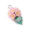 Glass Seed Beaded Flowerpot Pendants PALLOY-MZ00520-05-3