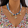 Printed Cloth Scarf Necklaces with Zinc Alloy Flower Heart Bowknot Pendants FS-WG7AF07-03-1