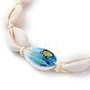 Adjustable Printed Cowrie Shell Braided Beaded Necklaces NJEW-JN02790-02-3