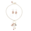 Christmas Alloy Enamel Gingerbread Man Pendant Necklace & Dangle Earrings Sets SJEW-JS01343-2