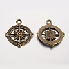 Compass Tibetan Style Alloy Pendants PALLOY-K110-25AB-NR-2