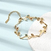 304 Stainless Steel Colorful Rhinestone Leaf Link Chain Bracelets SA-CBAF6AD-12G-1