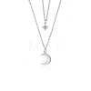 925 Silver Double Layer Star Moon Pendant Necklaces XF3339-2-1