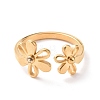 Ion Plating(IP) 304 Stainless Steel Flower Open Cuff Ring for Women RJEW-D120-07B-G-2