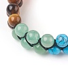 Chakra Natural & Synthetic Mixed Stone Braided Bead Bracelets BJEW-O164-B-3