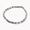 Natural Cloud Quartz & Pyrite Beads Stretch Bracelets BJEW-JB03884-1