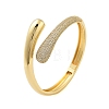 Rack Plating Brass Micro Pave Clear Cubic Zirconia Open Cuff Bangles for Women BJEW-B109-03G-1