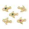 Brass Pave Cubic Zirconia Fish Connector Charms KK-G548-17G-1