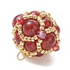 Natural Carnelian(Dyed & Heated) and Glass Seed Beaded Cluster Pendants PALLOY-MZ01334-02-3