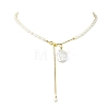 Adjustable Baroque Natural Keshi Pearl Pendant Natural Pearl Rice Beaded Lariat Necklaces for Women NJEW-JN06343-02-2