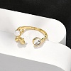 Dolphin Brass Micro Pave Cubic Zirconia Cuff Rings for Women RJEW-K240-10G-2