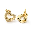 Hollow Heart Real 18K Gold Plated Brass Stud Earrings EJEW-L269-091G-2