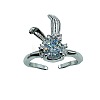Brass Micro Pave Cubic Zirconia Cuff Open Rings for Women WG2E34F-03-2