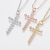 Brass Cubic Zirconia Pendant Necklaces NJEW-H479-08-1