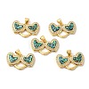 Rack Plating Brass Micro Pave Cubic Zirconia with Synthetic Opal Pendants KK-D088-36G-1